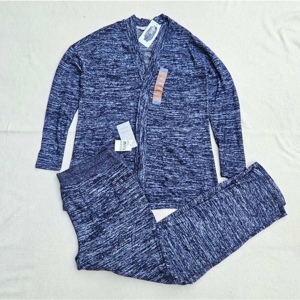 Harmony Balance Blue Knit Cardigan and Pants Set